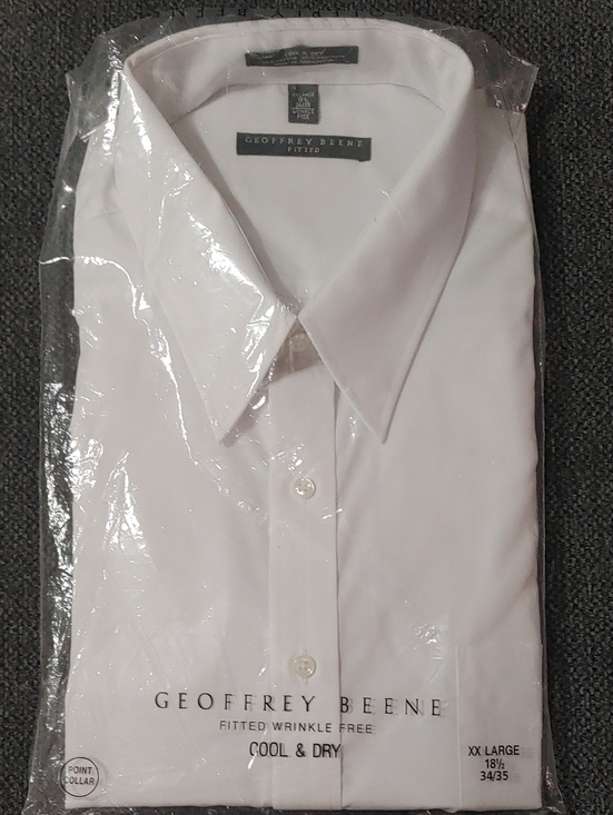 Geoffrey Beene | Shirts | Geoffrey Beene White Mens Dress Shirt Long Sl Point Collar Xxl Neck 85 3435